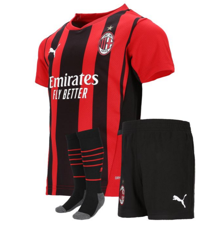 2021/22 AC Milan Kids Home Soccer Kits Shirt with Shorts